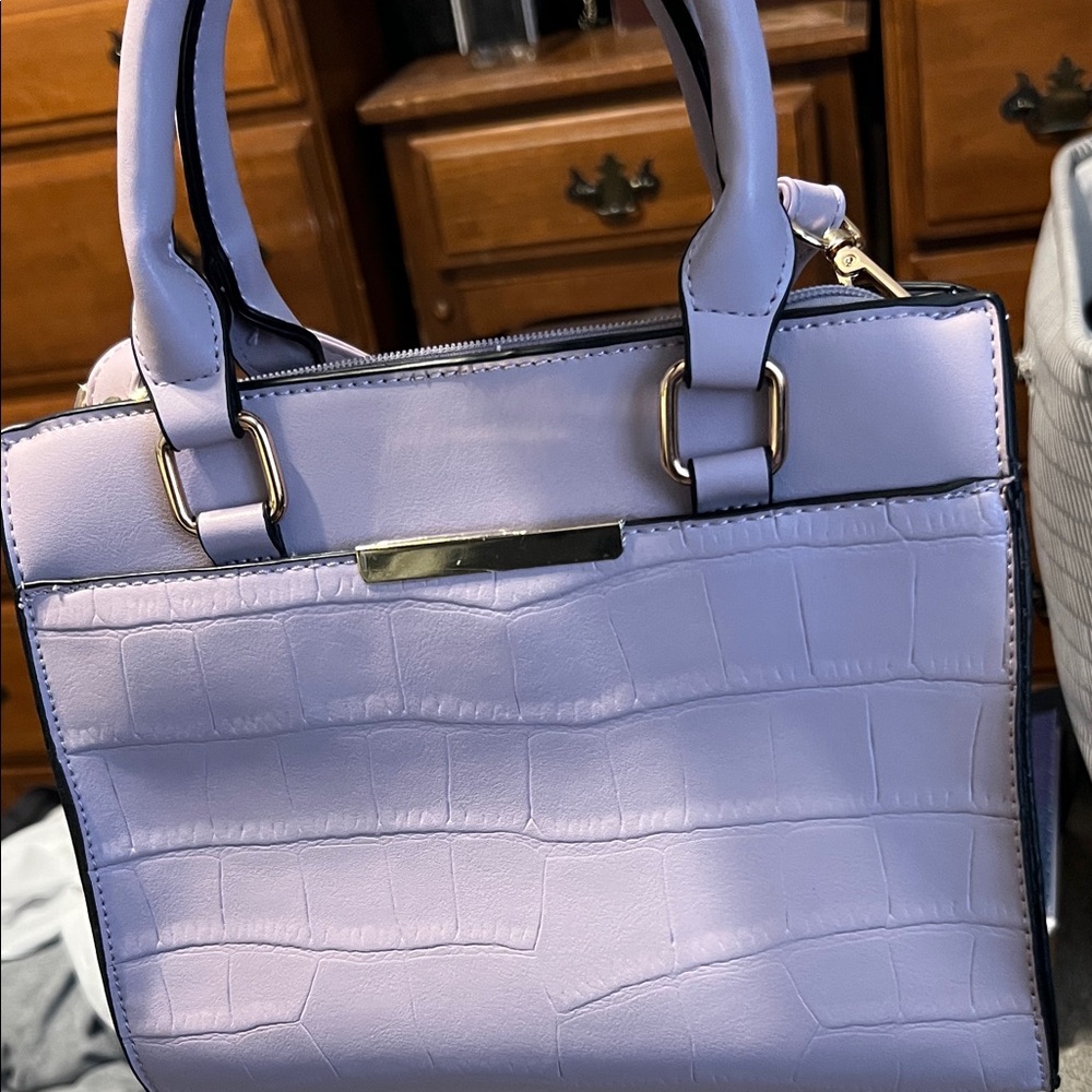 Elegant Lavender Croc-Embossed Handbag